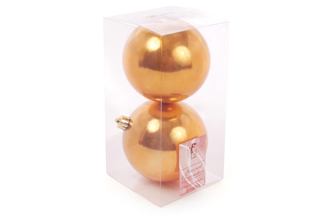 Набір ялинкових куль 10см, 2 шт, колір - охра перламутр