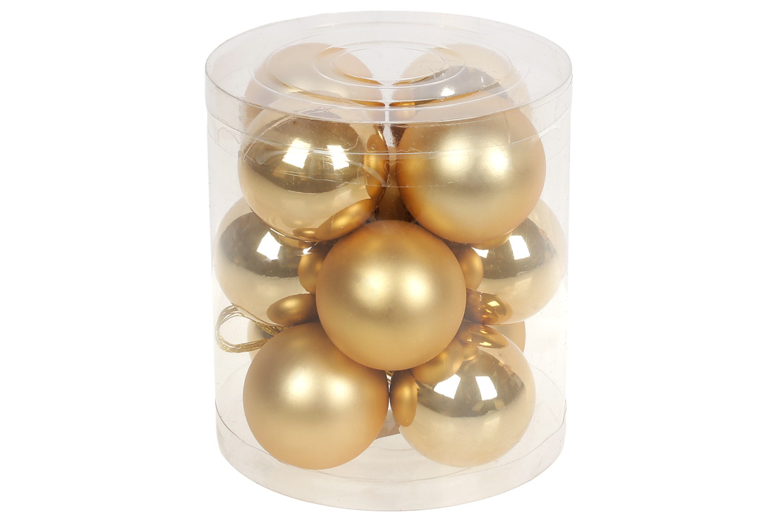 Набір ялинкових куль 4см, колір - золото, 12шт: матовий, перламутр - по 6шт