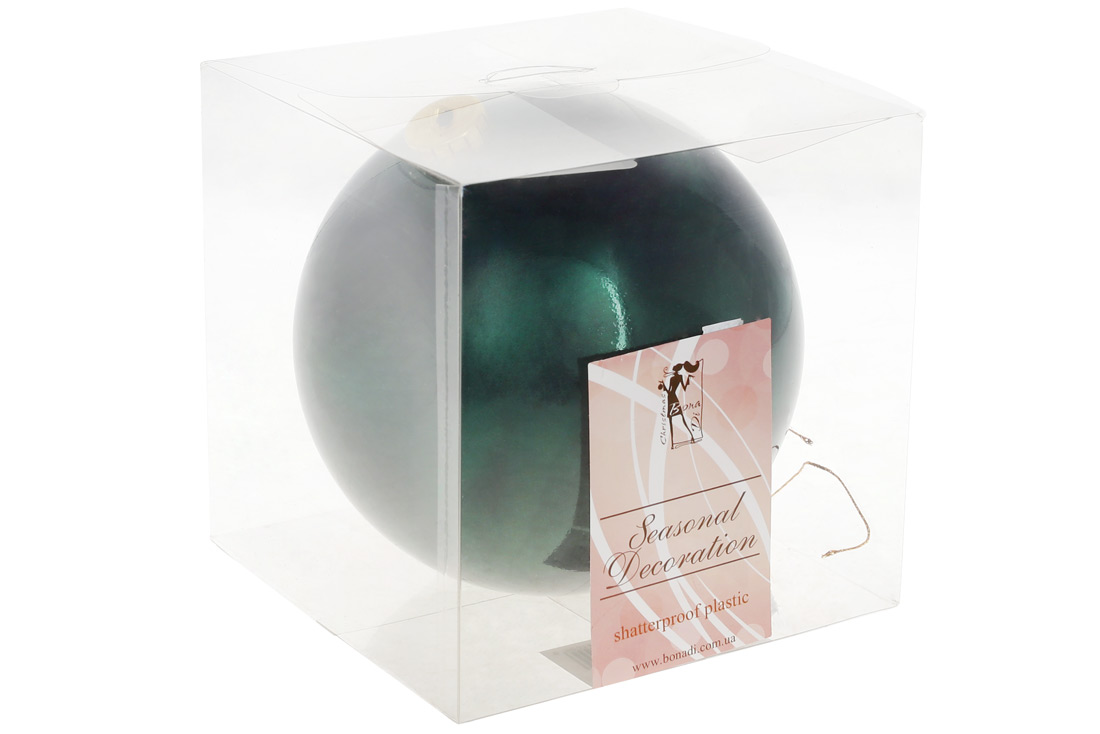 Ялинкова куля 15см, колір - темно-зелений глянець