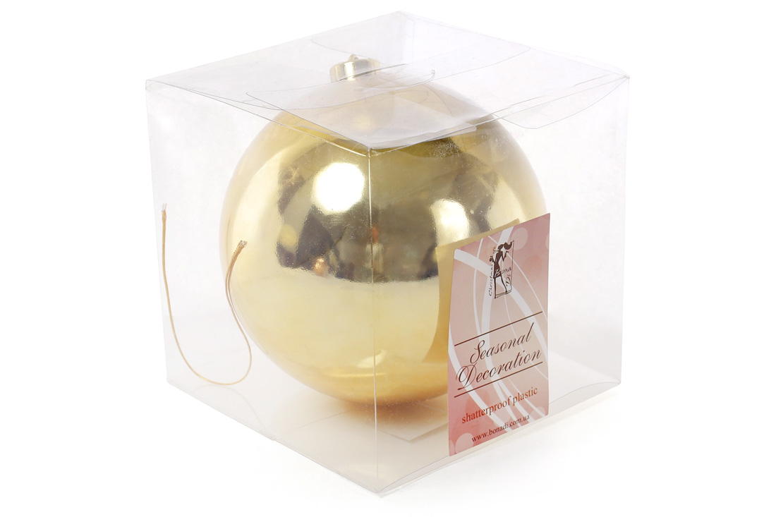 Ялинкова куля 15см, колір - яскраве золото глянець