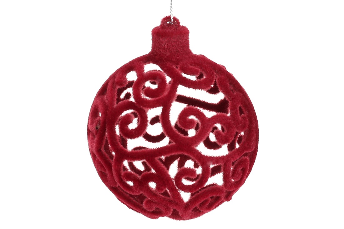 Ялинкова куля 7см, колір - бордо велюр