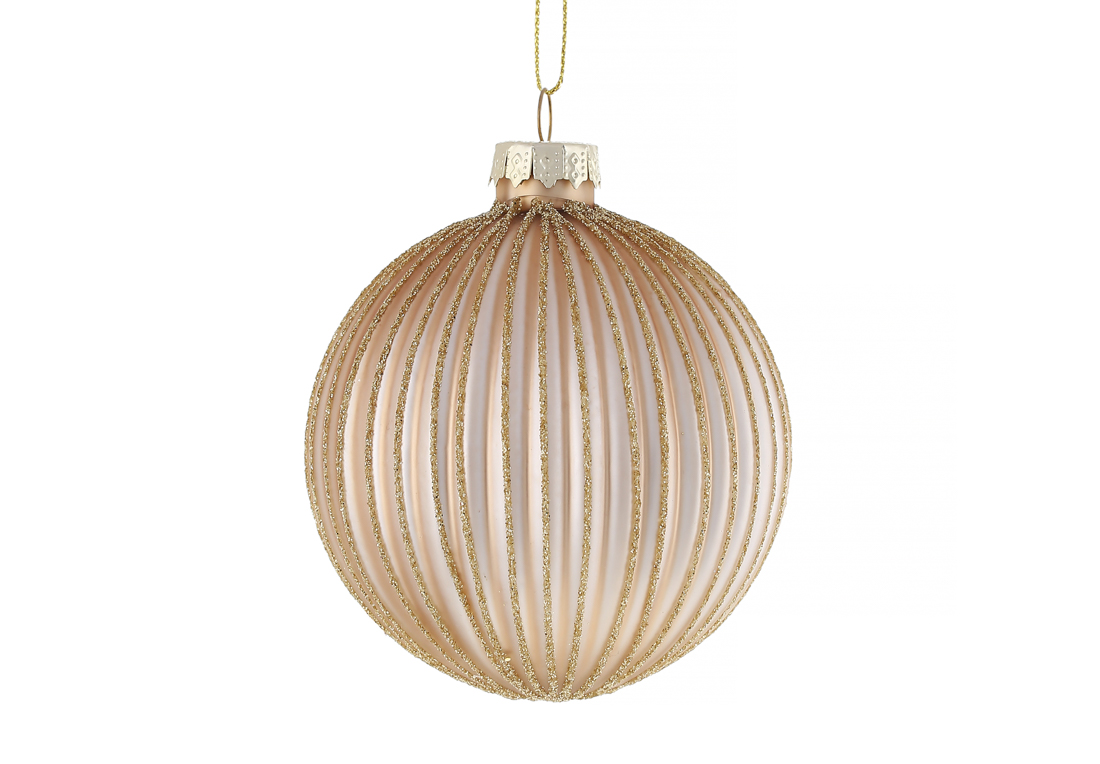 Ялинкова куля з матовим покриттям та глітерним декором 10см, колір - золото