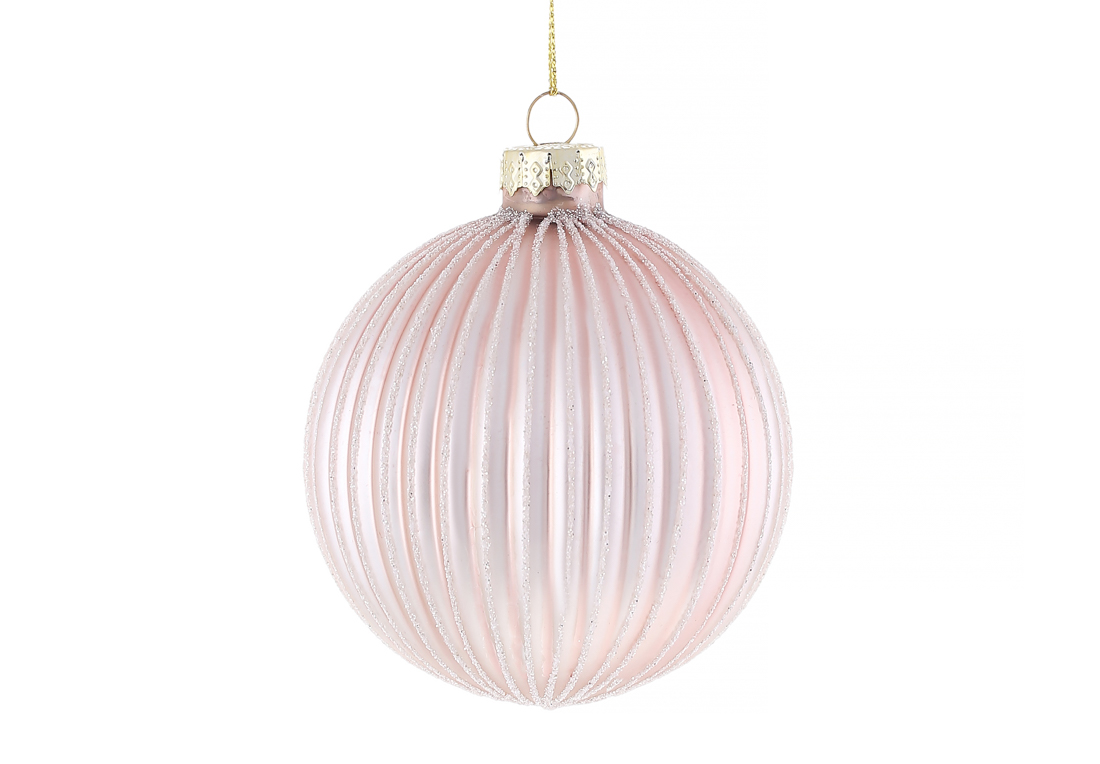 Ялинкова куля з матовим покриттям 8см, колір - рожева шампань