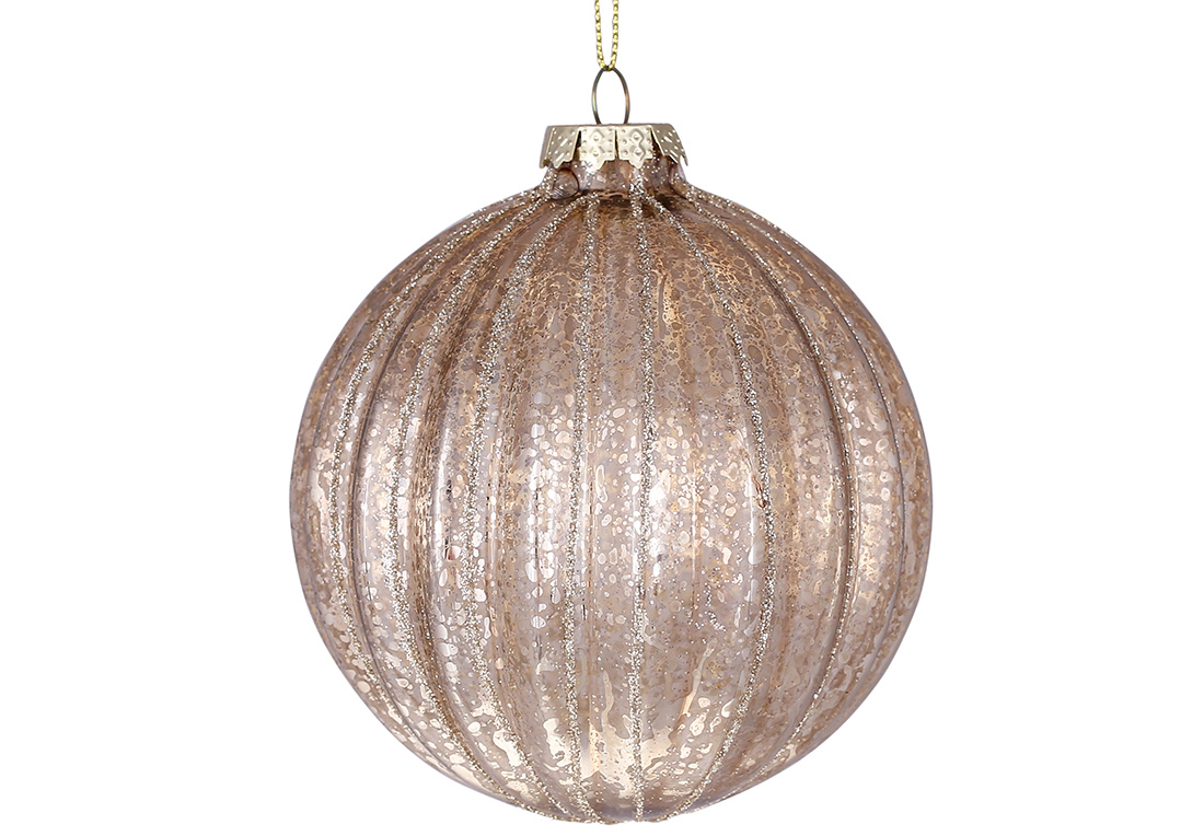 Ялинкова куля рельєфної форми 10см, колір - карамель антик