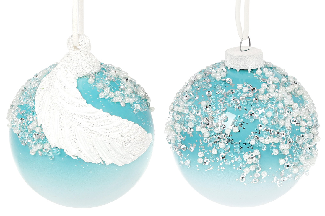 Ялинкова куля 8см Лазур, мікс 2 дизайнів в дисплей коробці