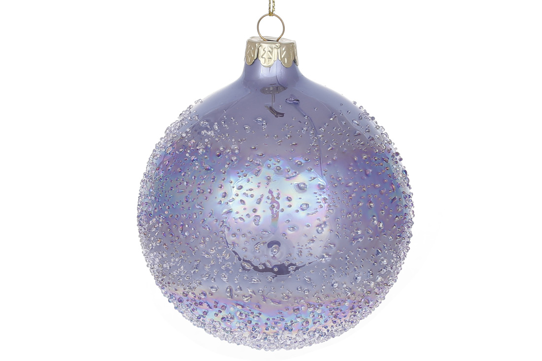 Ялинкова куля з покриттям "лід" 10см, колір - бузковий діамант