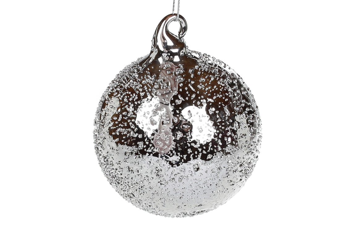 Ялинкова куля напівпрозора, 8см, колір - дзеркальний графіт.