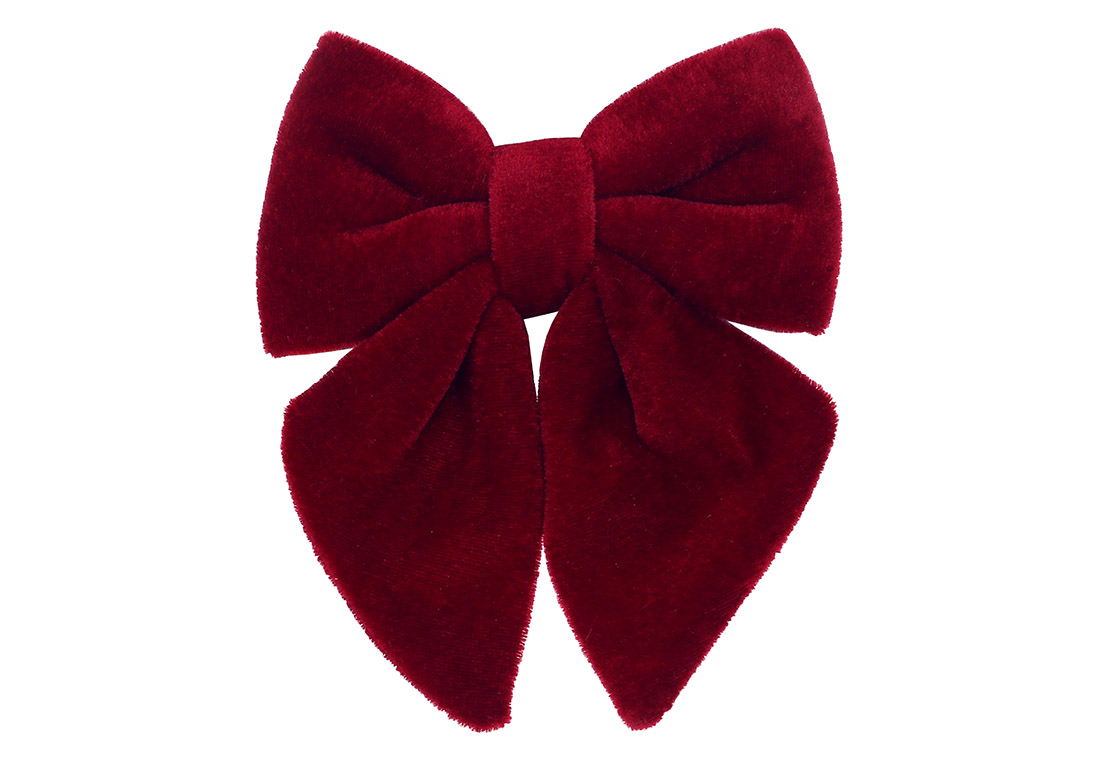 Бант декоративний з оксамиту 13см, колір - бордо
