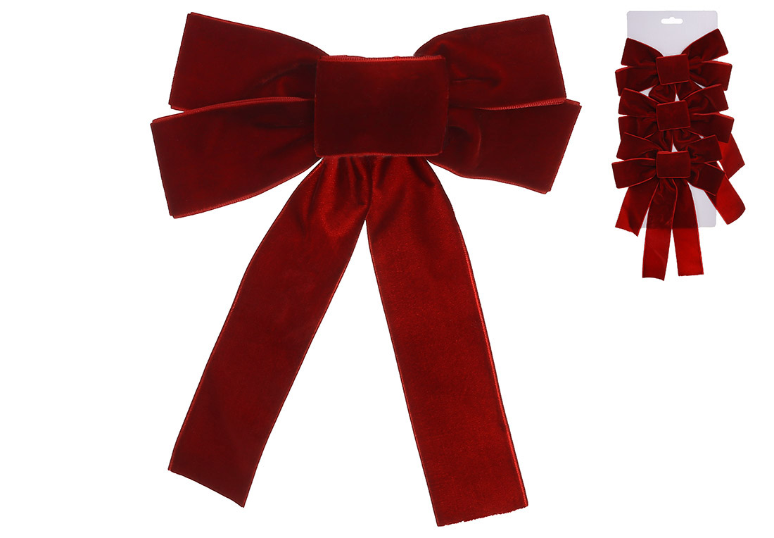 Набір (3шт) оксамитових бантів 16*24см, колір - бордовий