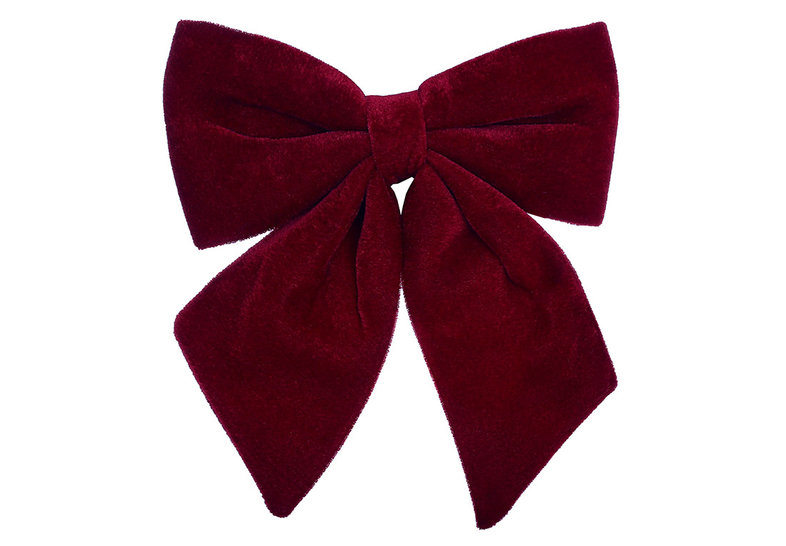 Бант декоративний з оксамиту 22см, колір - бордо