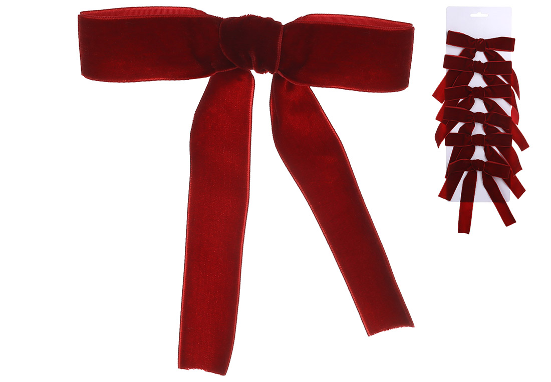 Набір (6шт) оксамитових бантів 13*17см, колір - бордовий