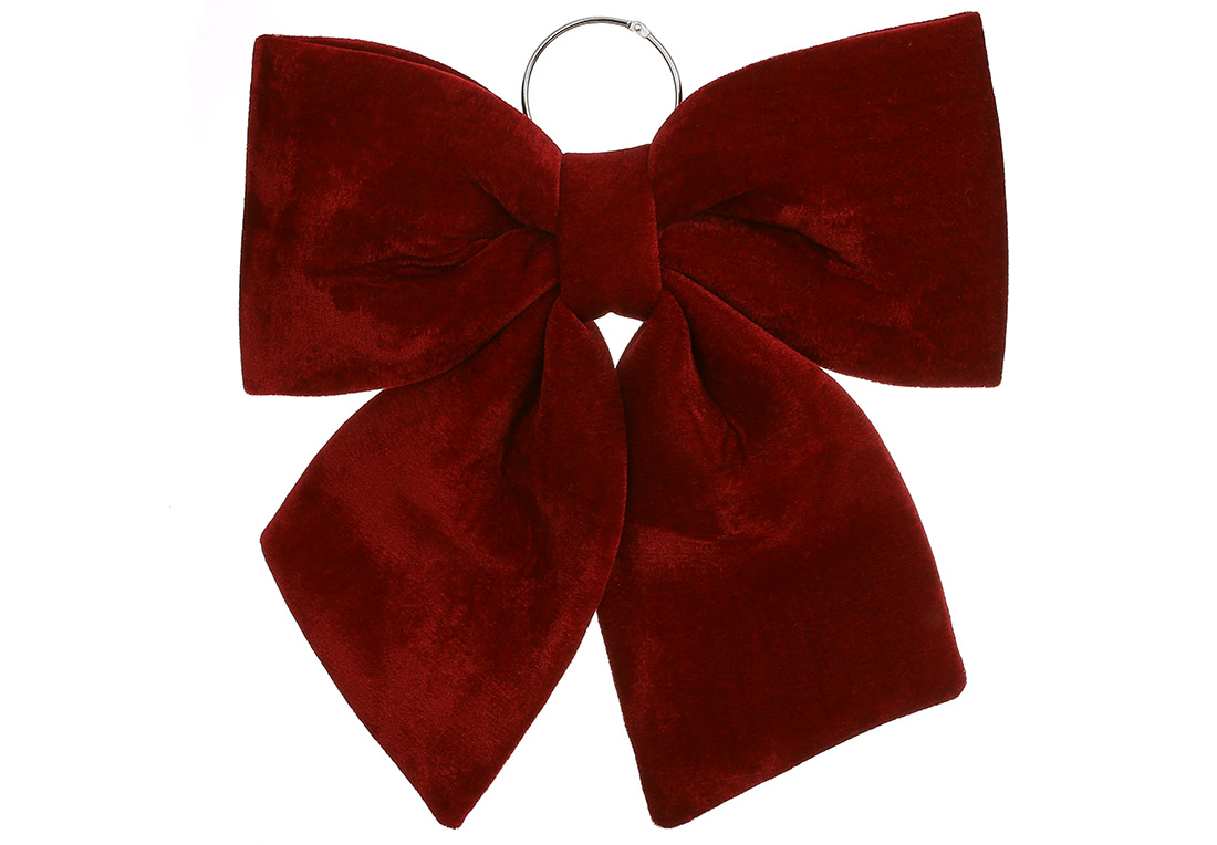 Оксамитовий бордовий бант 34см