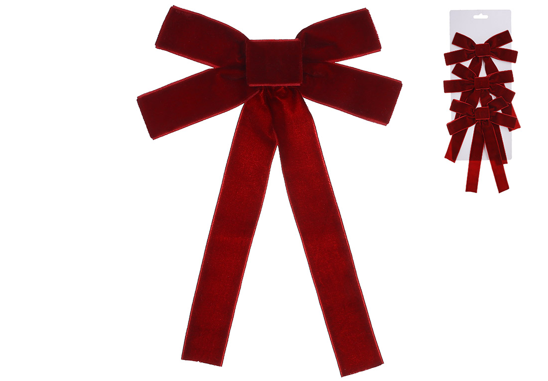 Набір (3шт) оксамитових бантів 15*24см, колір - бордовий