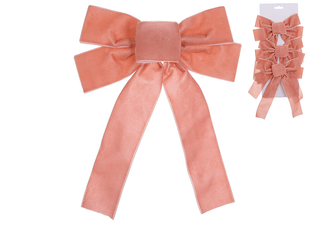 Набір (3шт) оксамитових бантів 16*24см, колір - персик
