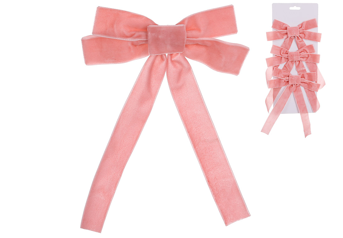 Набір (3шт) оксамитових бантів 15*24см, колір - персиковий