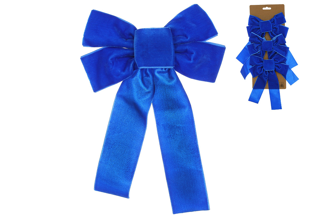 Набір (3шт) оксамитових бантів 16*24см, колір - синій