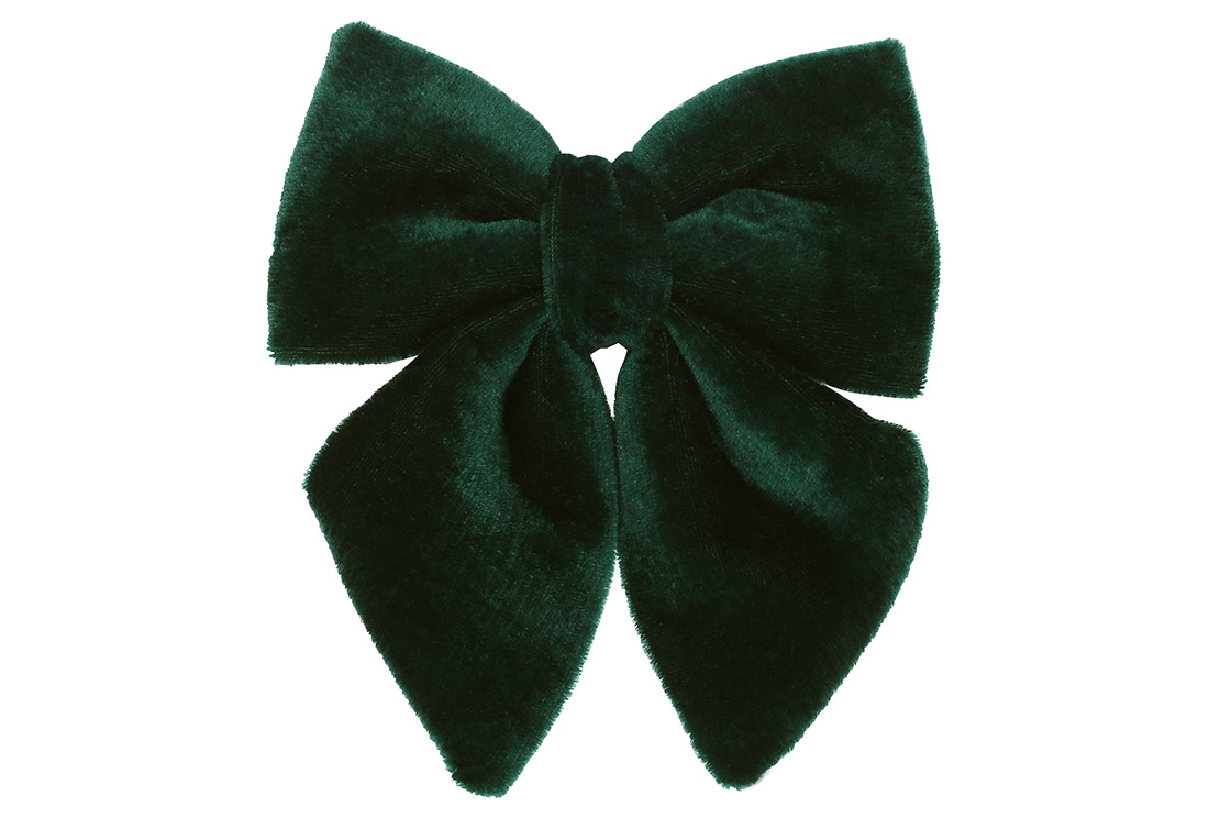 Бант декоративний з оксамиту 13см, колір - смарагд
