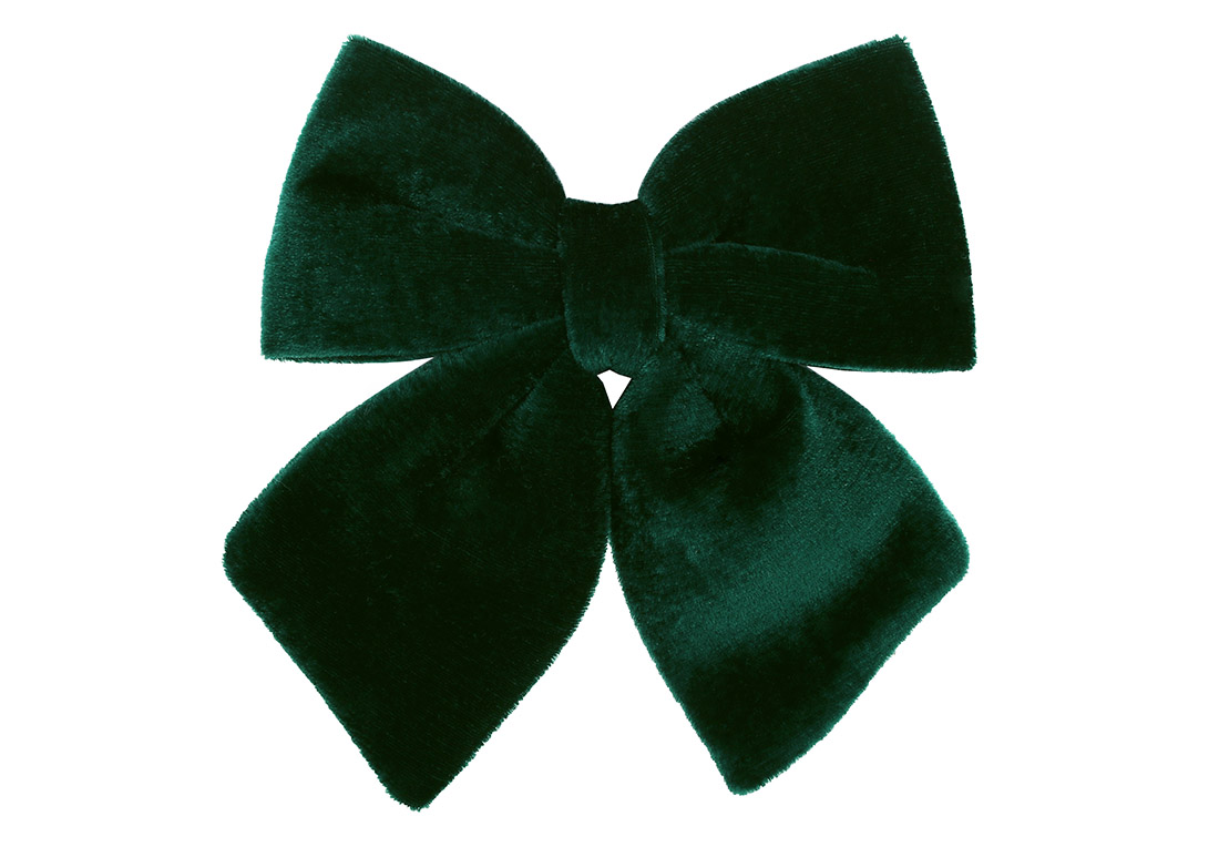 Бант декоративний з оксамиту 16см, колір - смарагд