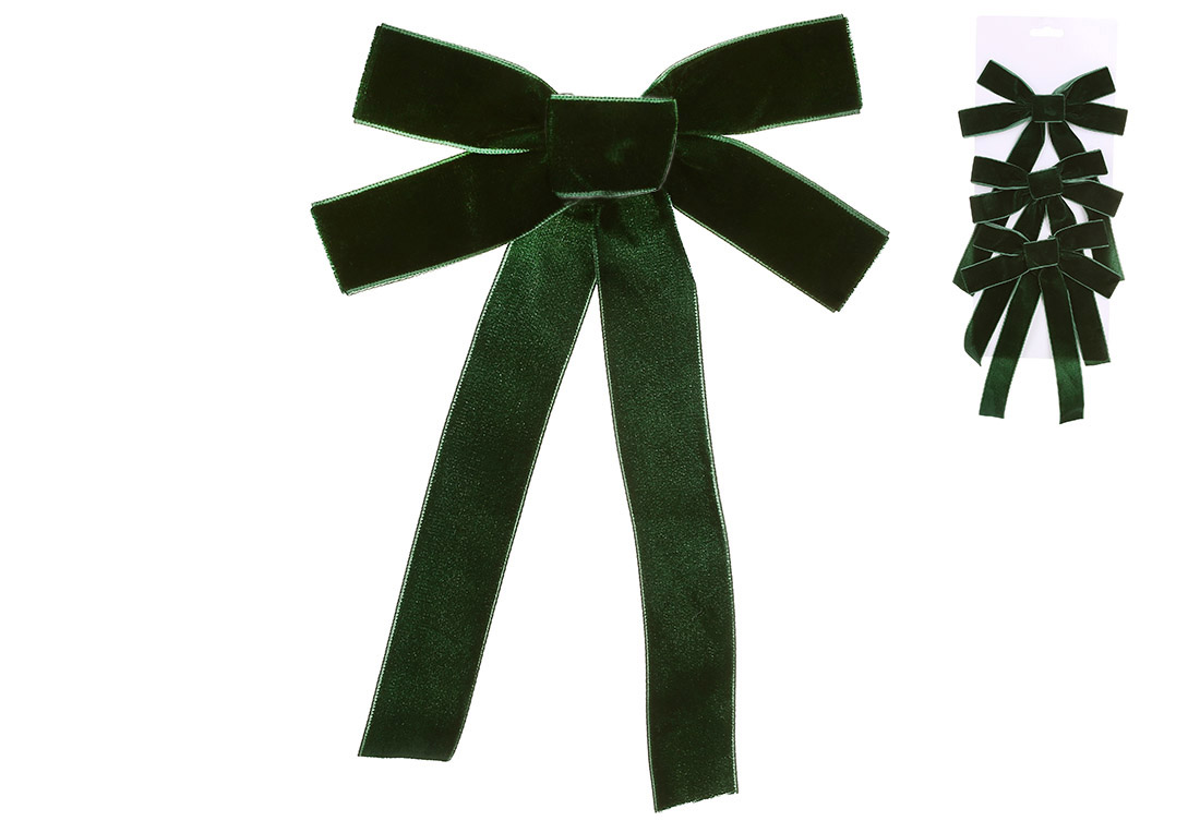 Набір (3шт) оксамитових бантів 15*24см, колір - смарагд