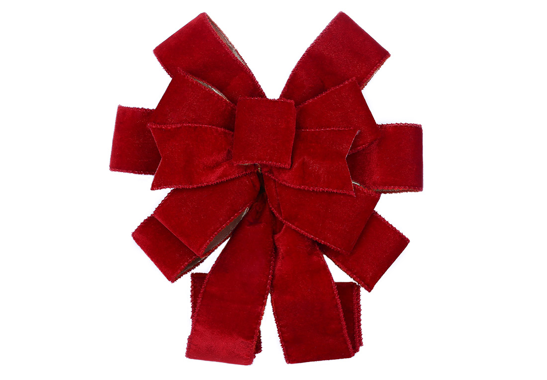 Бант декоративний з оксамиту, 28*79см, колір - червоний