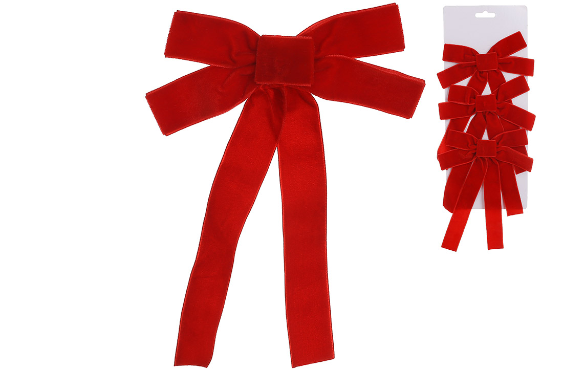Набір (3шт) оксамитових бантів 15*24см, колір - червоний