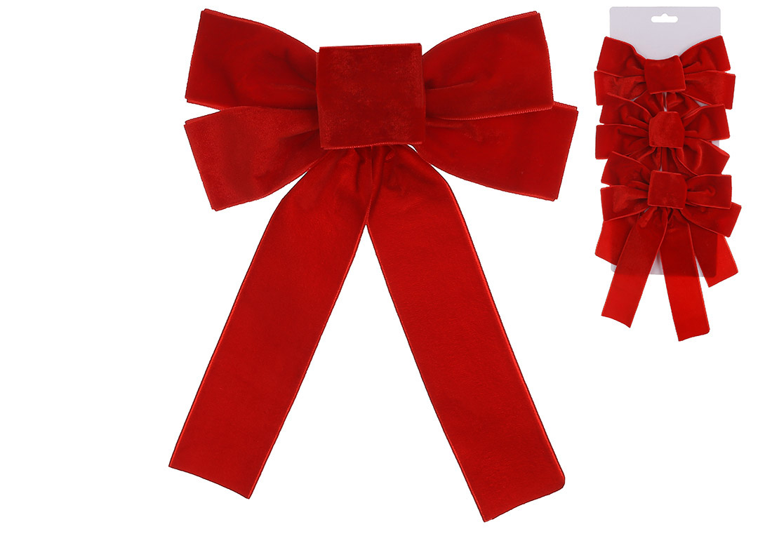 Набір (3шт) оксамитових бантів 16*24см, колір - червоний