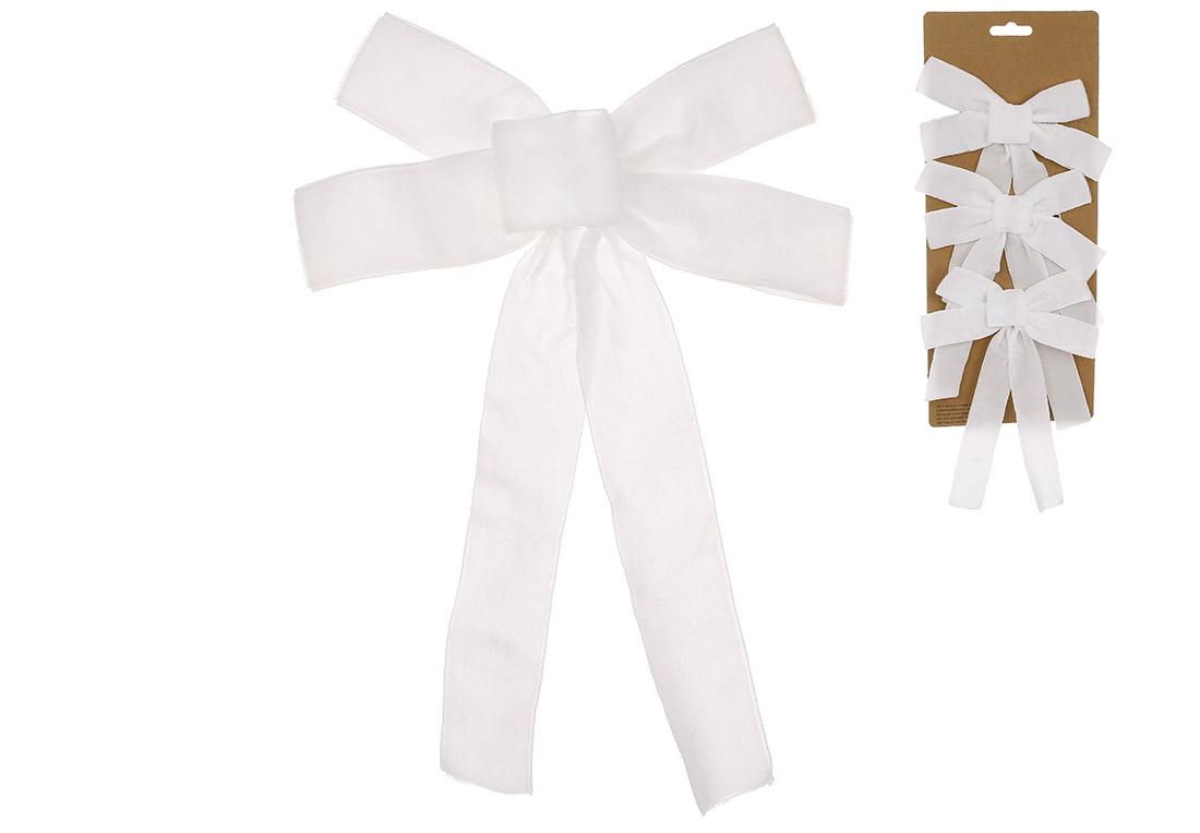 Набір (3шт) оксамитових бантів 15*24см, колір - білий