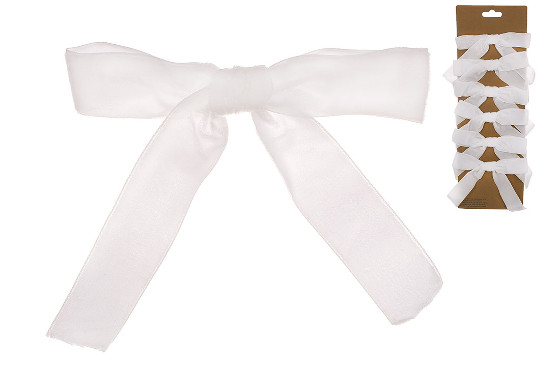 Набір (6шт) оксамитових бантів 13*17см, колір - білий