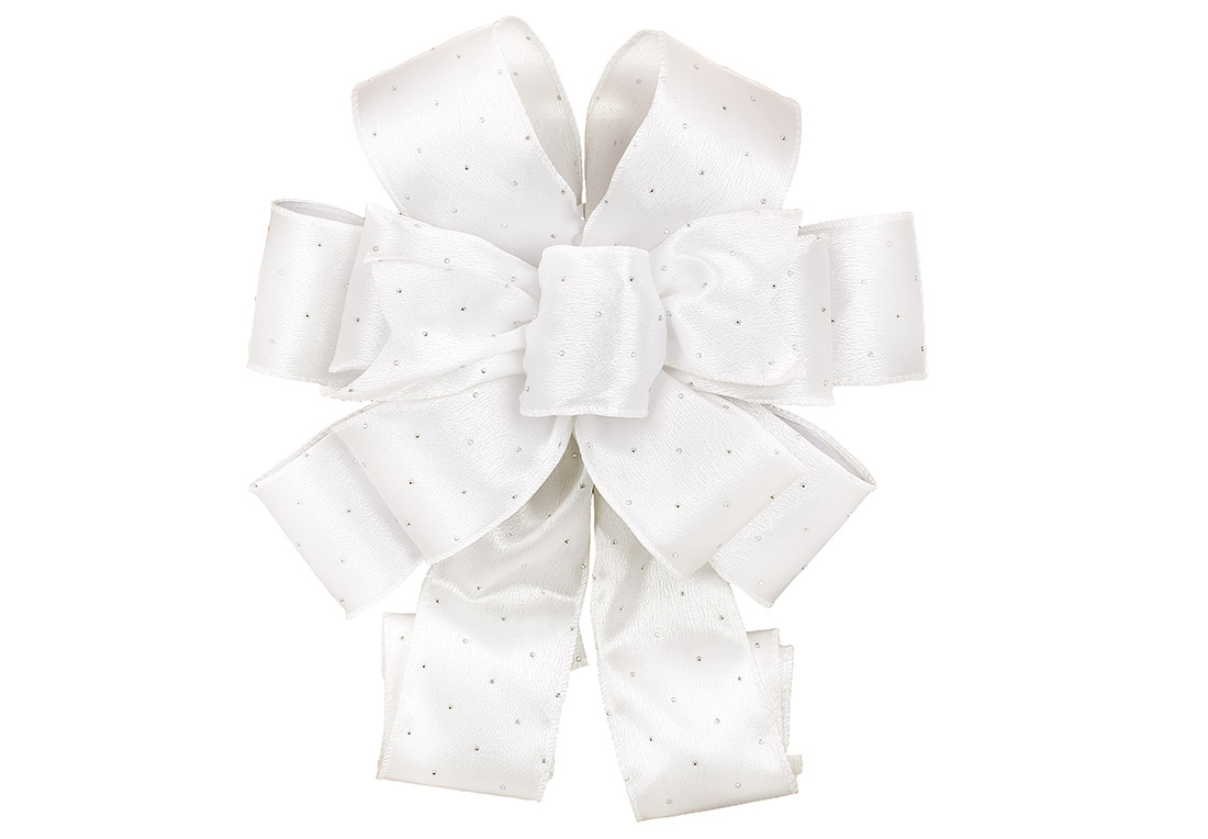 Бант декоративний атласний 28*79см, колір - білий