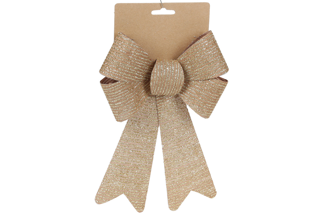 Бант декоративний 16*25см, колір - коричневий із золотом.