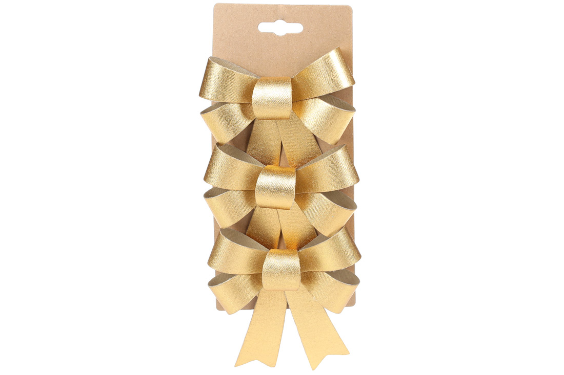 Набір (3 шт) декоративних бантів 10*12см, колір - золотий атласний
