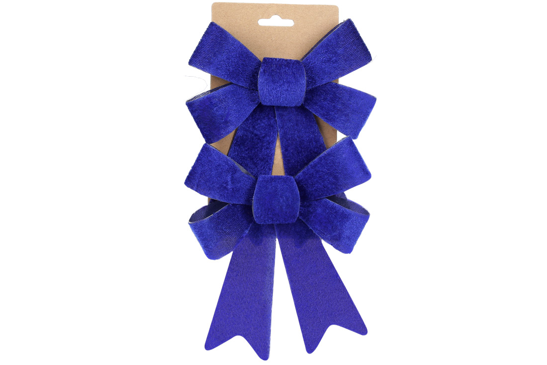 Набір (2 шт) декоративних бантів із оксамиту 14*20см, колір - королівський синій