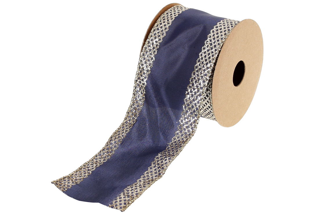 Стрічка декоративна 6.3*270см, колір - синій із шампанню