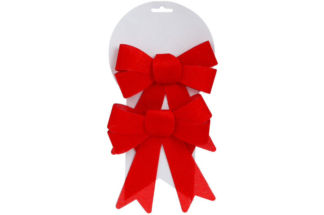 Набір (2 шт) декоративних бантів 17см, колір - червоний оксамит