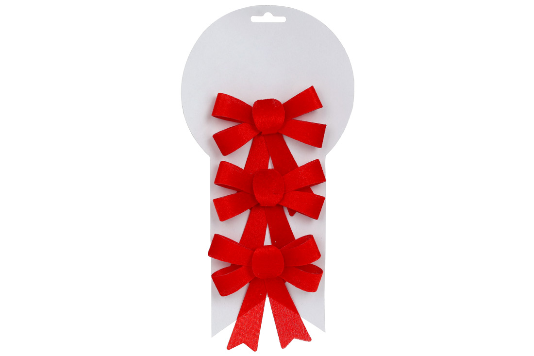 Набір (3 шт) декоративних бантів 10см, колір - червоний оксамит