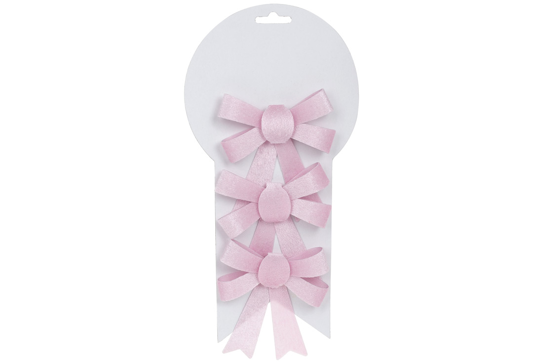 Набір (3 шт) декоративних бантів 10см, колір - рожевий оксамит