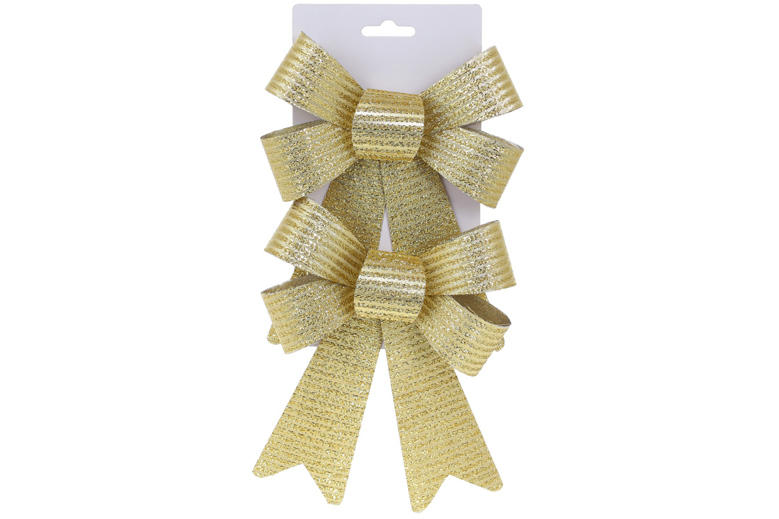 Набір (2 шт) декоративних бантів 14*20см, колір - золотий