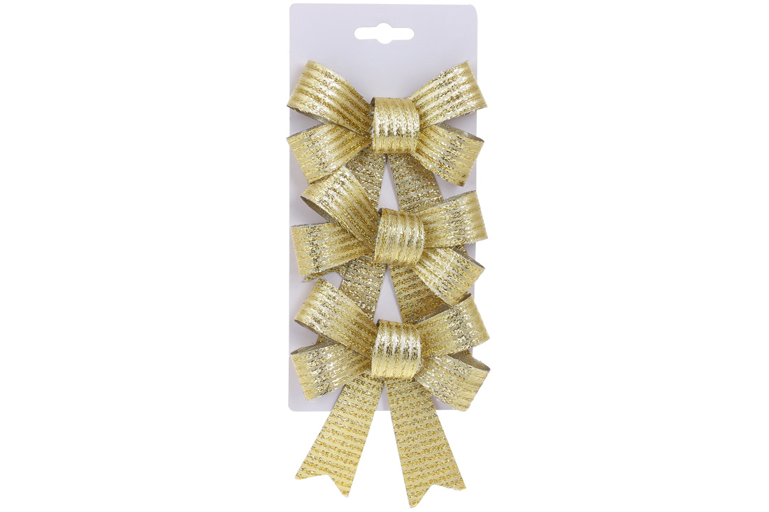Набір (3 шт) декоративних бантів 10*12см, колір - золотий
