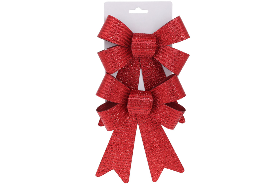 Набір (2 шт) декоративних бантів 14*20см, колір - червоний