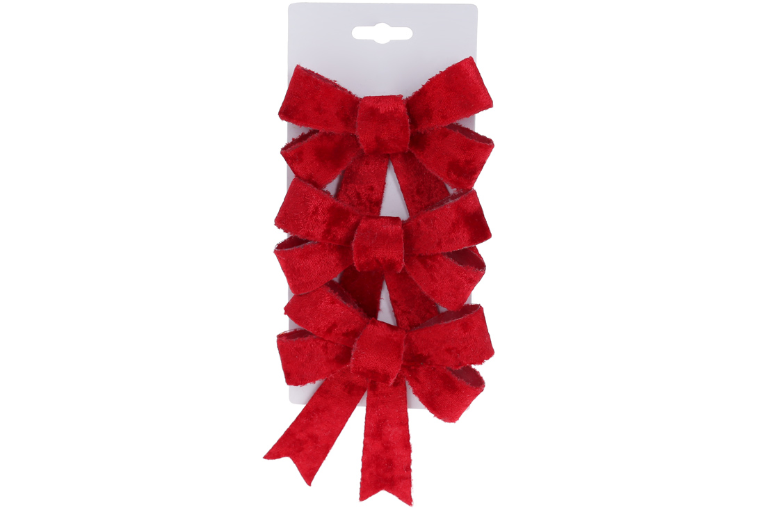 Набір (3 шт) декоративних бантів 10*12см, колір - червоно-малиновий