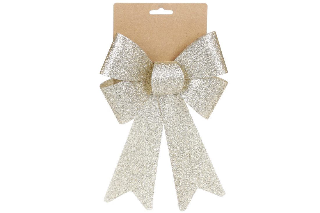 Бант декоративний 16*25см, колір - блискуча шампань
