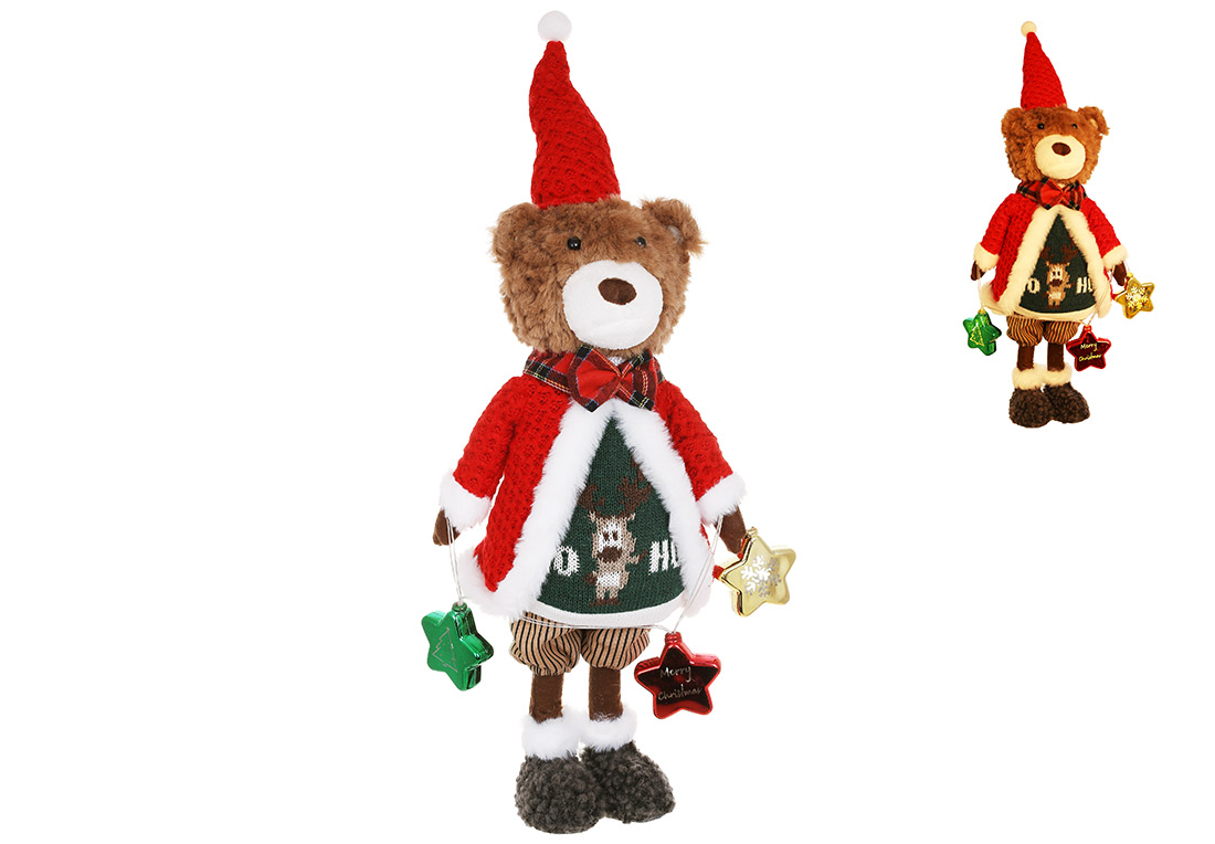 М'яка новорічна іграшка Ведмедик з гірляндою, з LED підсвічуванням, 21*13*56см