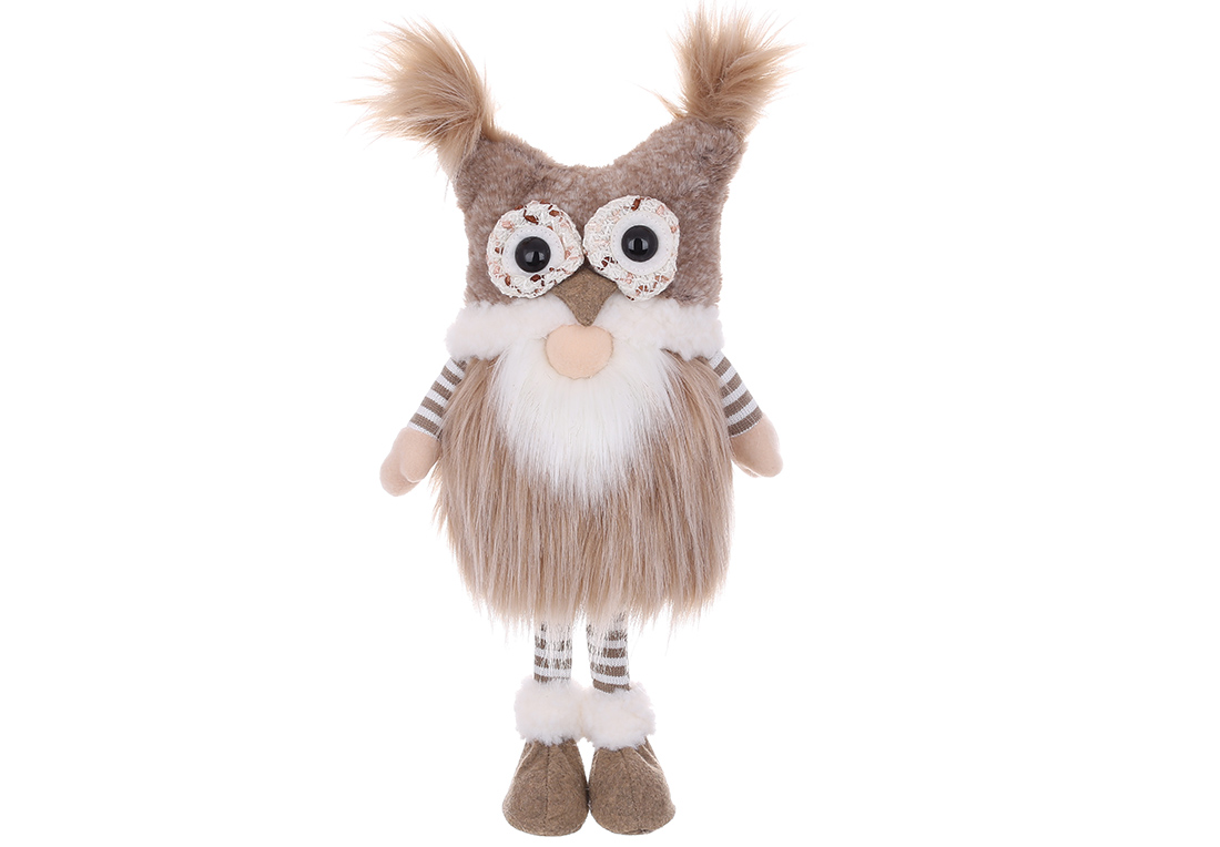 М'яка іграшка Гном у шапці сова, 19*12*46см, колір - бежевий