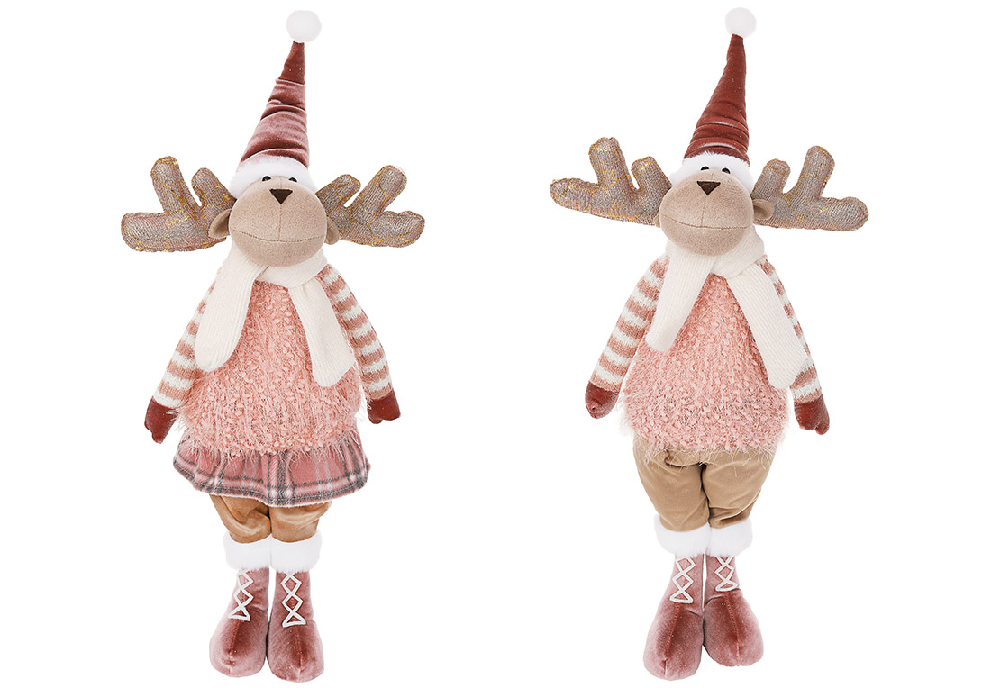 М'яка іграшка Олень, 29*21*89см, 2 дизайни: Дівчинка та Хлопчик, колір - рожевий