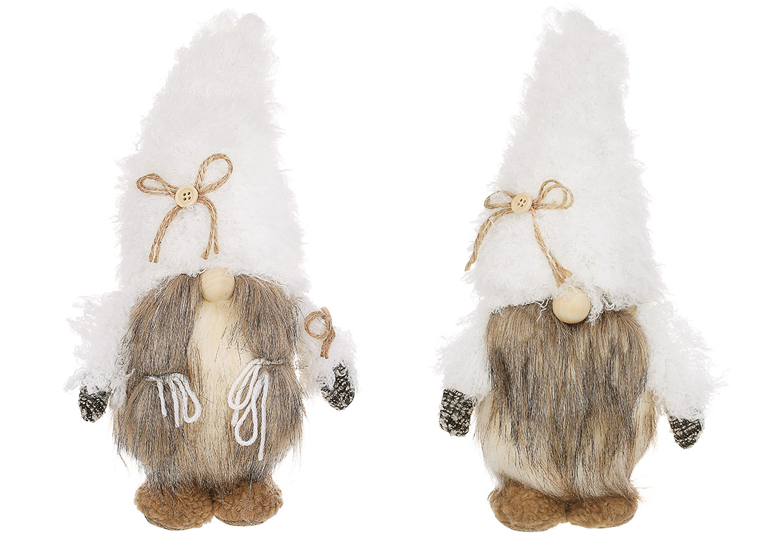 М'яка іграшка Гном 19*13*36см, 2 види: Дівчинка та Хлопчик, колір - білий з бежевим