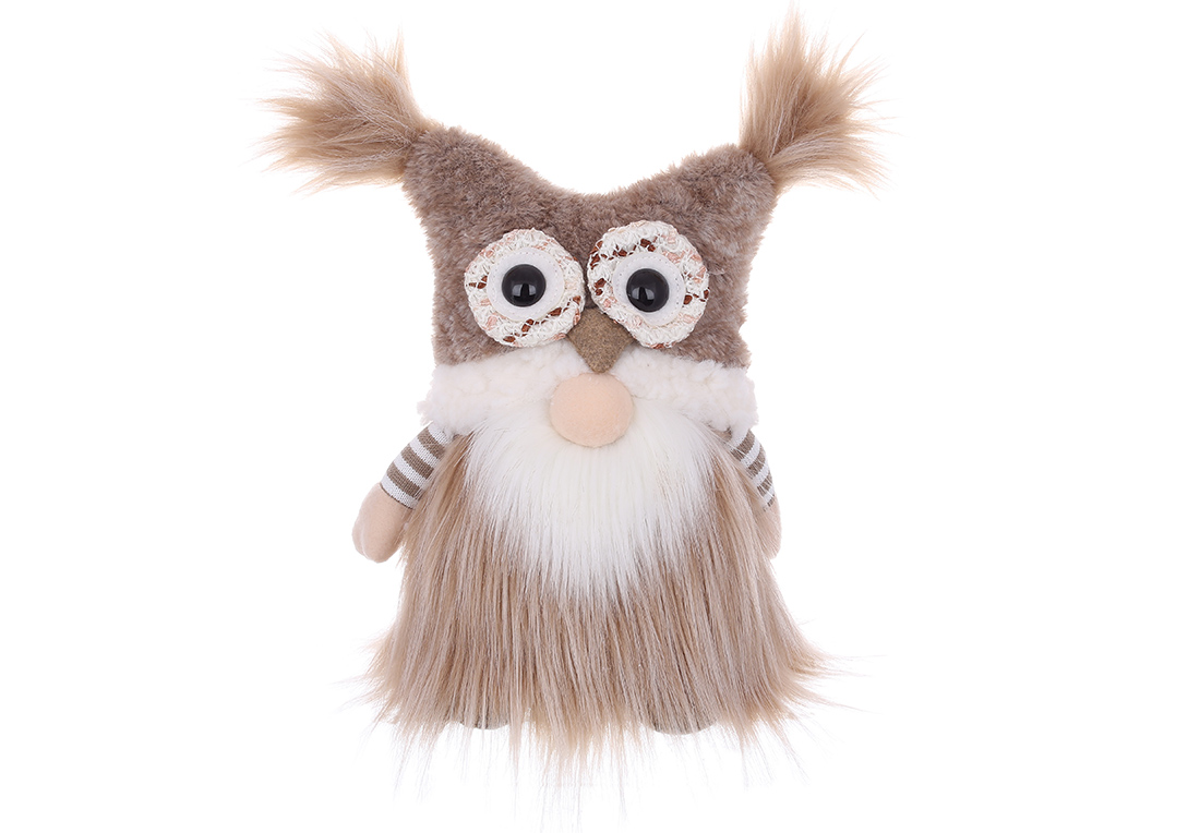 М'яка іграшка Гном у шапці сова, 19*12*30см, колір - бежевий