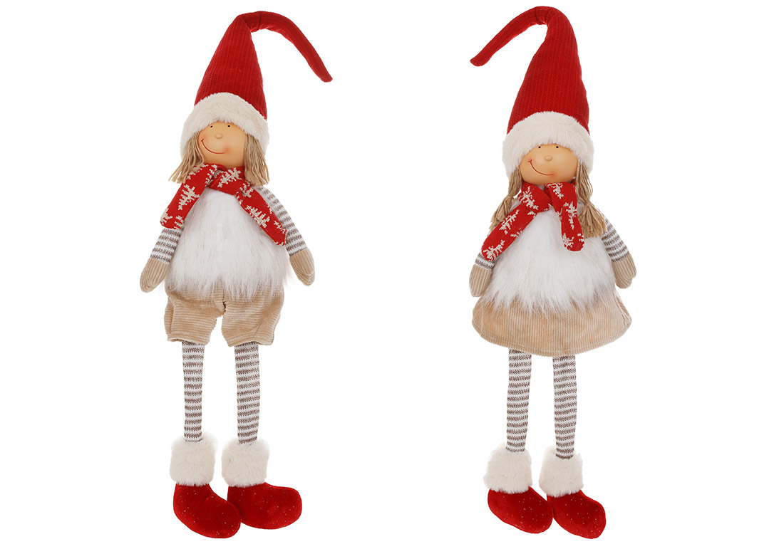 М'яка іграшка Сидячі Діти 21*13*83см, 2 види: Дівчинка та Хлопчик, колір - бежевий з червоним