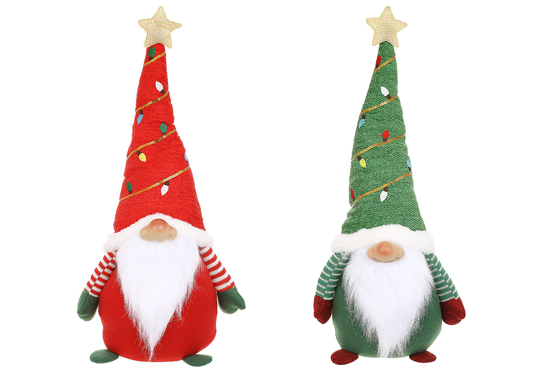 М'яка новорічна іграшка Гном 66см, 2 дизайни, колір - зелений з червоним