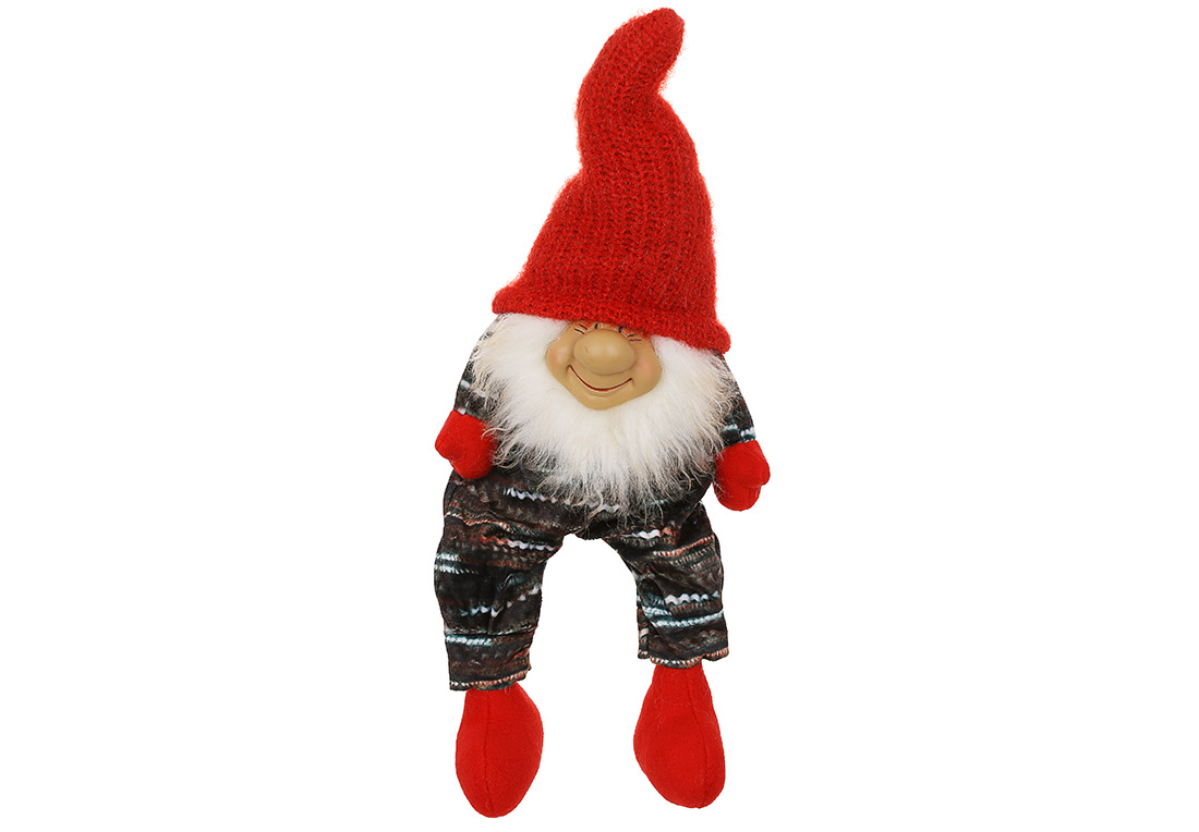 М'яка іграшка Сидячий Гном у червоному ковпаку 50см