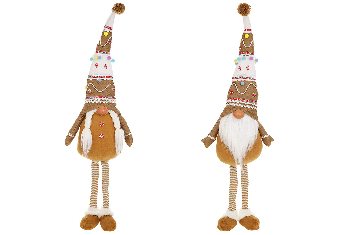 М'яка новорічна іграшка Гном 85см, 2 види: хлопчик та дівчинка